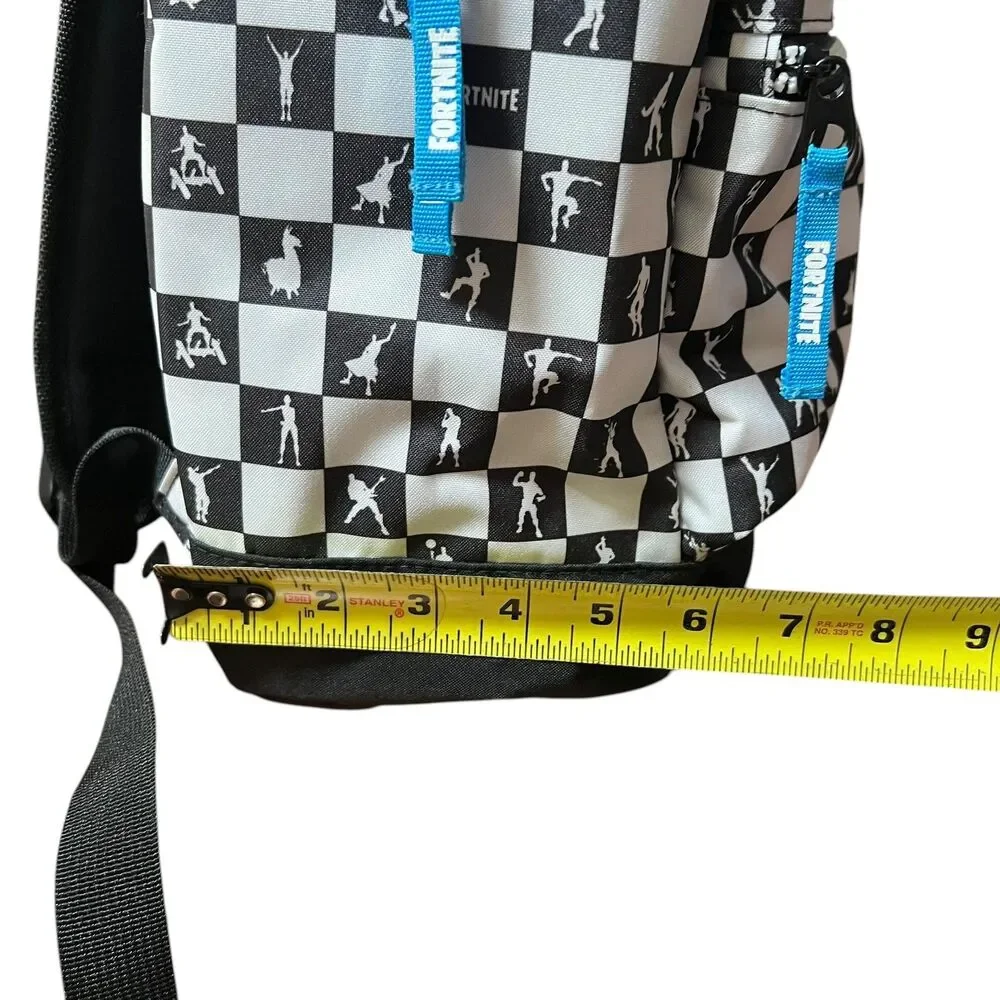 Fortnite Checkerboard Backpack Black White Padded School Bag Carry-On Video Game